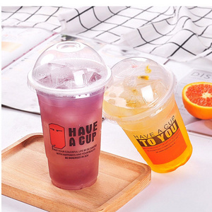 Factory price Custom printed clear 12, 16, 20, 24oz PP PET transparent disposable plastic cup with lid boba bubble milk tea cup