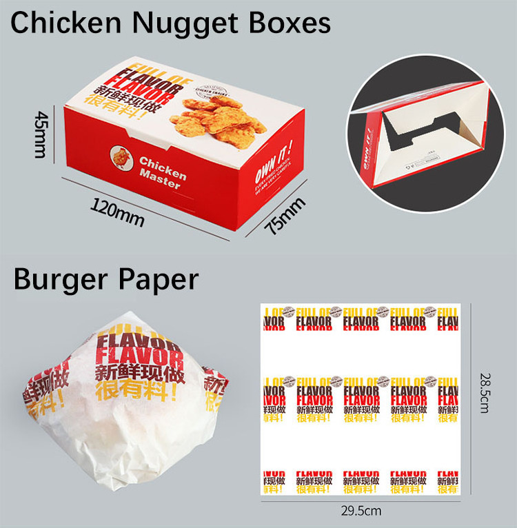 Factory price hot saleTake Away Food Boxes French Fries Fried Chicken Nuggets Carton Paper Food Packaging Box