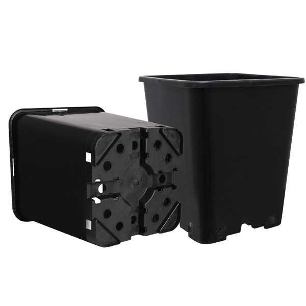 Durable Garden 2 - 3 Gallon Black Square Stackable Plastic Garden Grow Pots