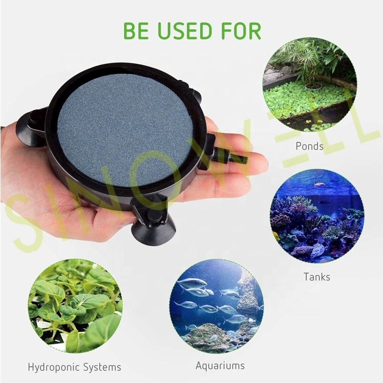 SINOWELL 4 Inch Air Stone Disc with Shell and Sucker for Hydroponics Aquarium Tank Pump