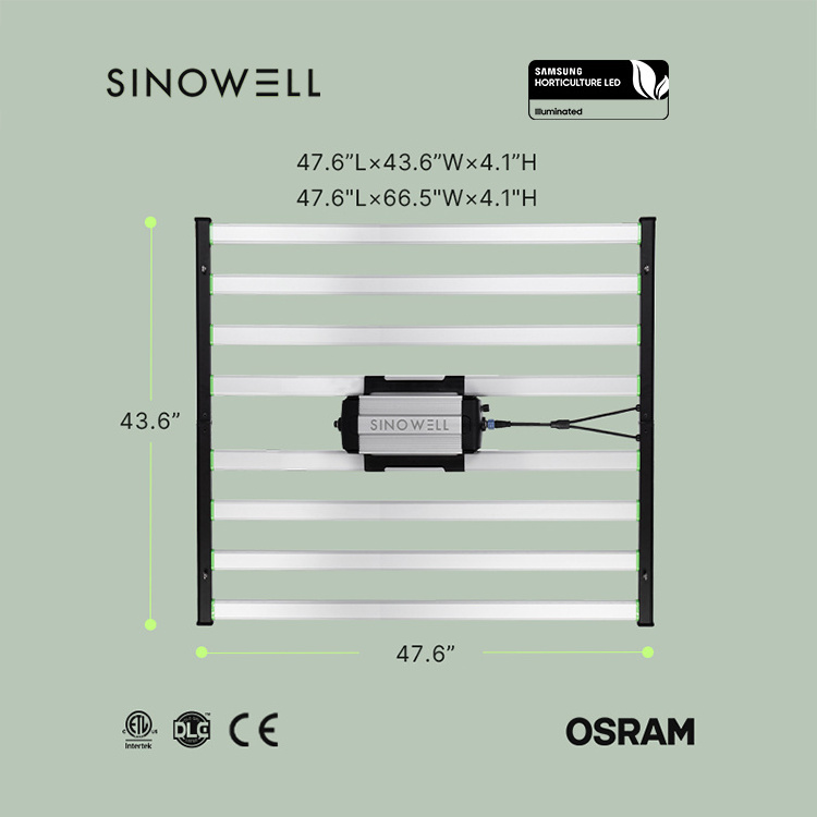 Sinowell Indoor Vertical Farming 180 Degree Foldable Dimmable LED Grow Light