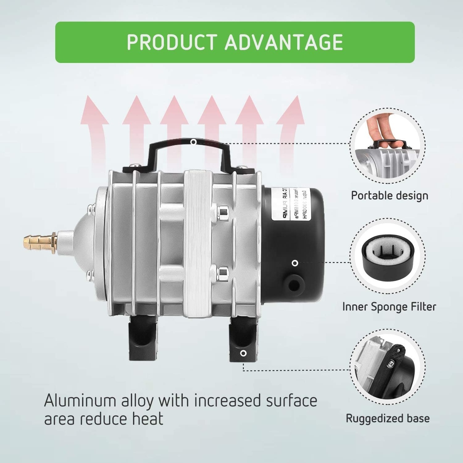 Commercial Air Pump 18W-175W, 35L-275L/min, 6-12 Outlets Air Pumps for Aquarium and Hydroponic Systems