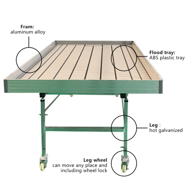 Hydroponic 4X4 4X8 5X12 5X18 Rolling Flood Tables