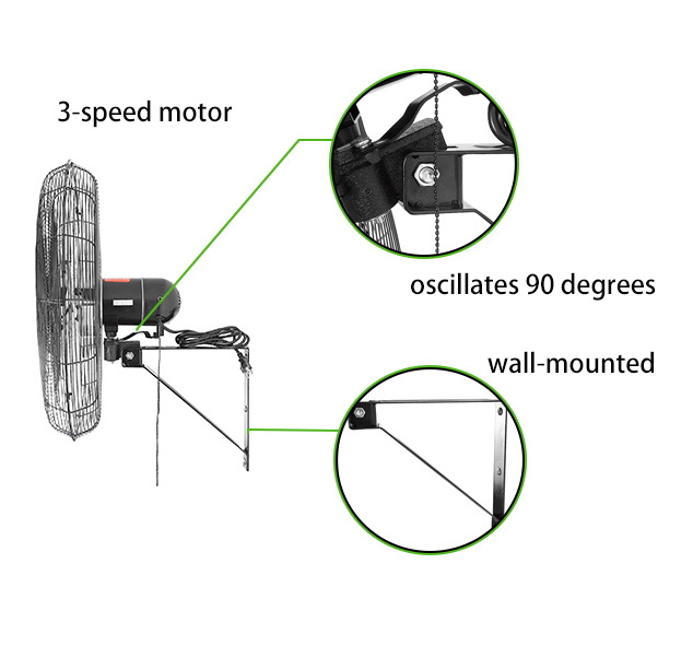 Quality Oscillating Wall-Mounted 16 Inch 20 Inch 24 Inch 30 Inch Growing Fans Flexstar