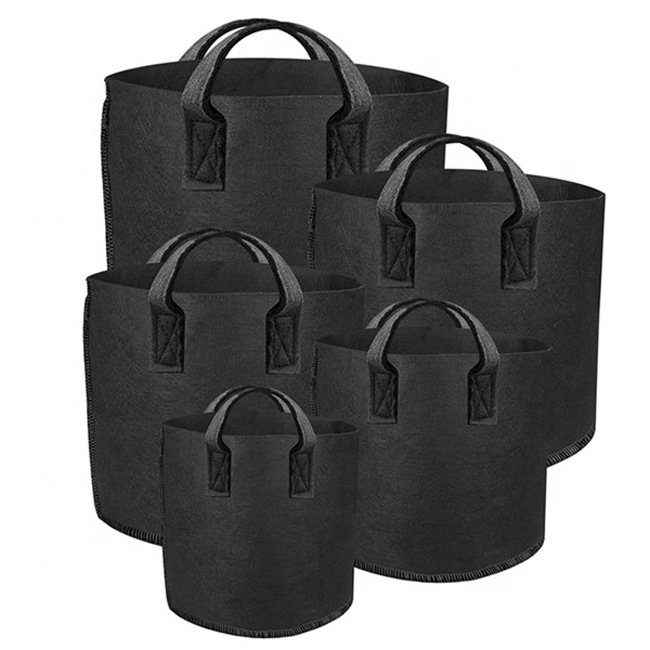 Factory Direct Supply 210G Fabric Grow Pots/Bags 1/3/5/10/15/20/25/50/100 Gallon for Planting