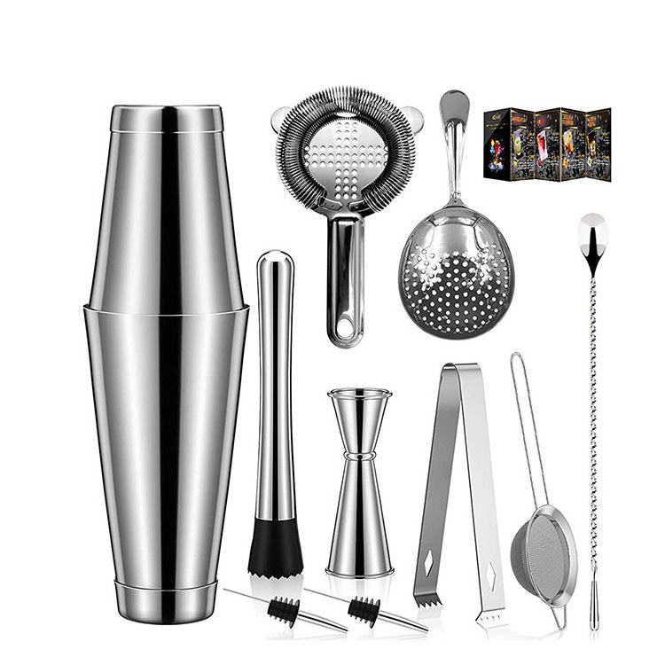 Premium Bar Tool 12 Piece Kit Barware Black Stainless Steel Cocktail Shaker