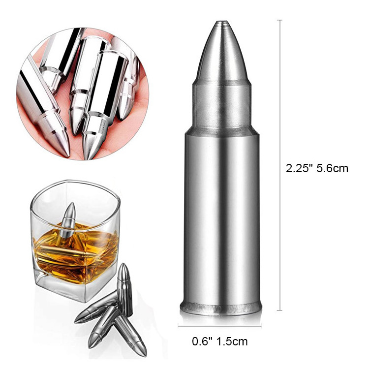 Top Seller Bullet Ice Cube And Stainless Steel Bullet Shaped Ice Cube And Whiskey Chilling Bullet Stone Gift Set