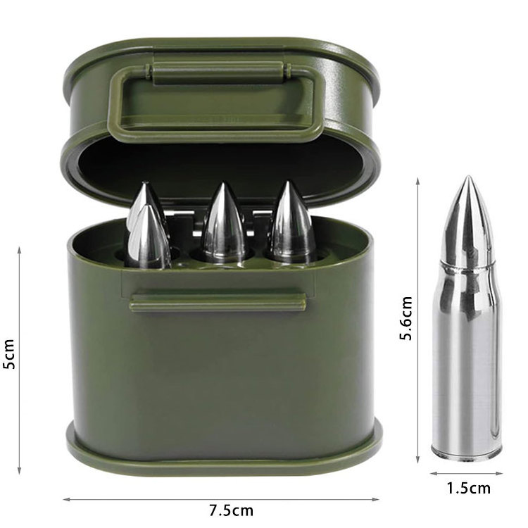 Top Seller Bullet Ice Cube And Stainless Steel Bullet Shaped Ice Cube And Whiskey Chilling Bullet Stone Gift Set