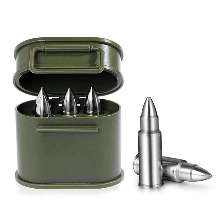 Top Seller Bullet Ice Cube And Stainless Steel Bullet Shaped Ice Cube And Whiskey Chilling Bullet Stone Gift Set