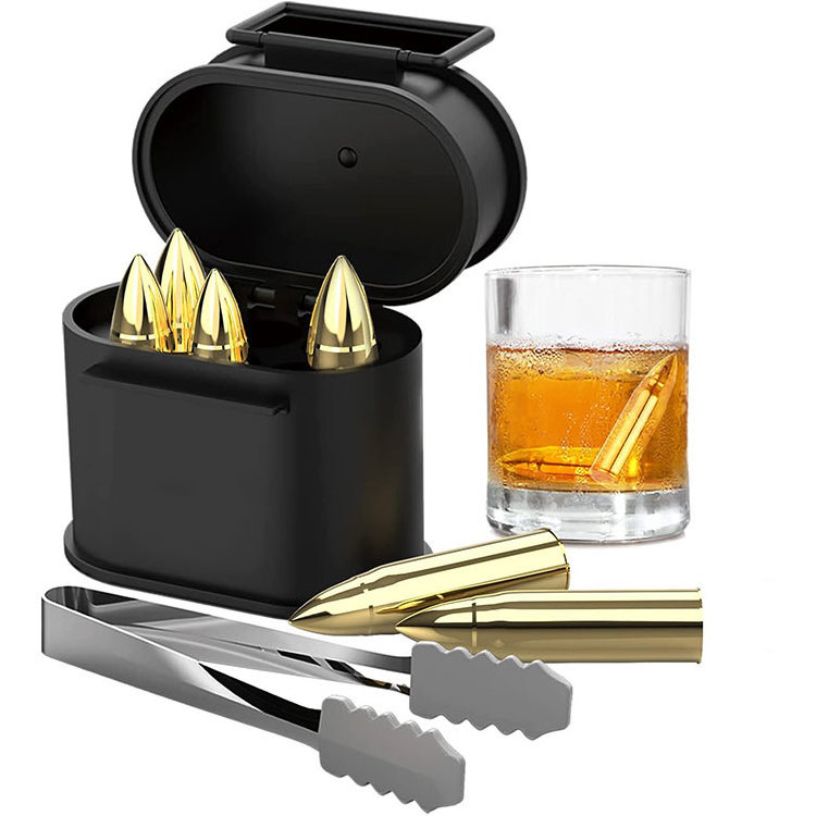 Top Seller Bullet Ice Cube And Stainless Steel Bullet Shaped Ice Cube And Whiskey Chilling Bullet Stone Gift Set