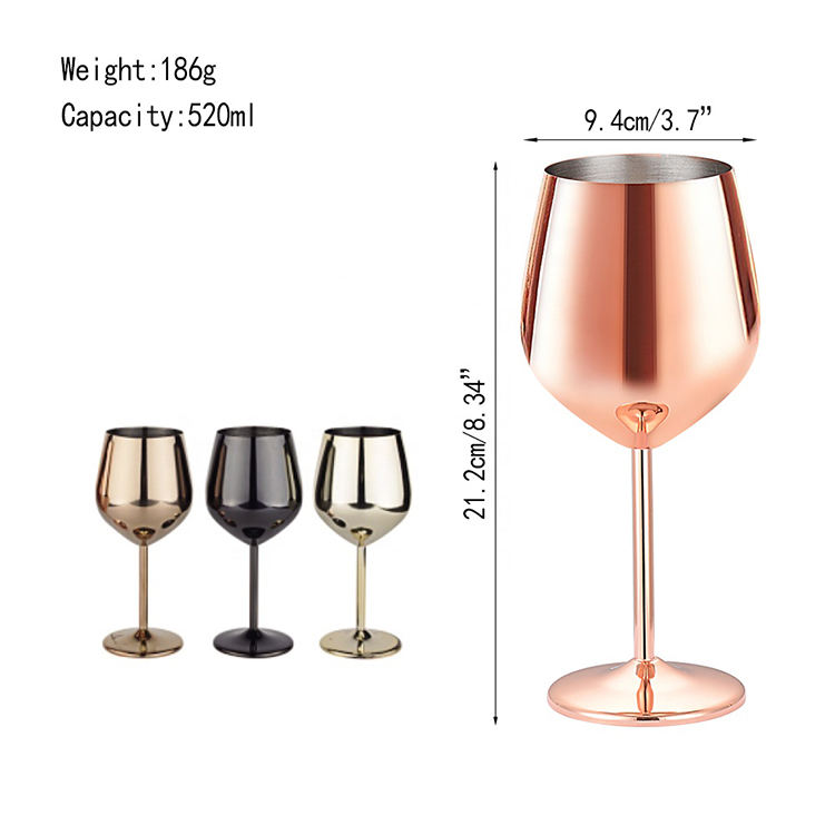 Cheap Wholesale Rose Gold Wine Accessories Metal Stainless Steel Cup Red Wine Glass