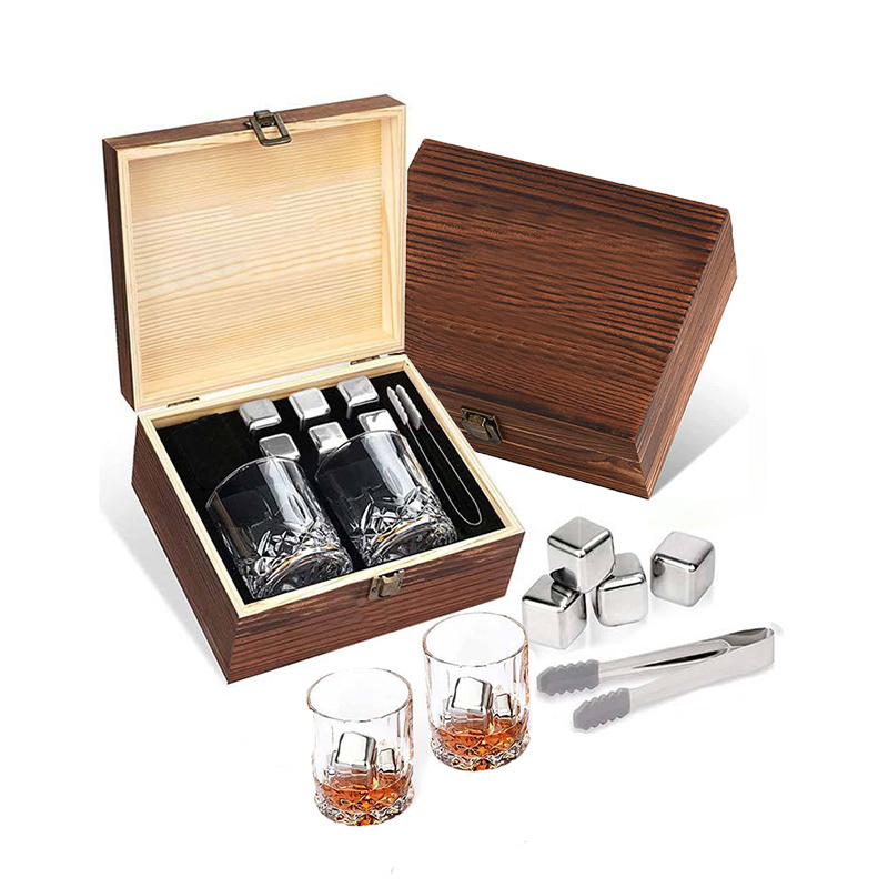 Sinowin Best Selling Ice Cube Whiskey Stones Stainless Steel Reusable Whiskey Stones Glass Gift Set For Wine Accessories