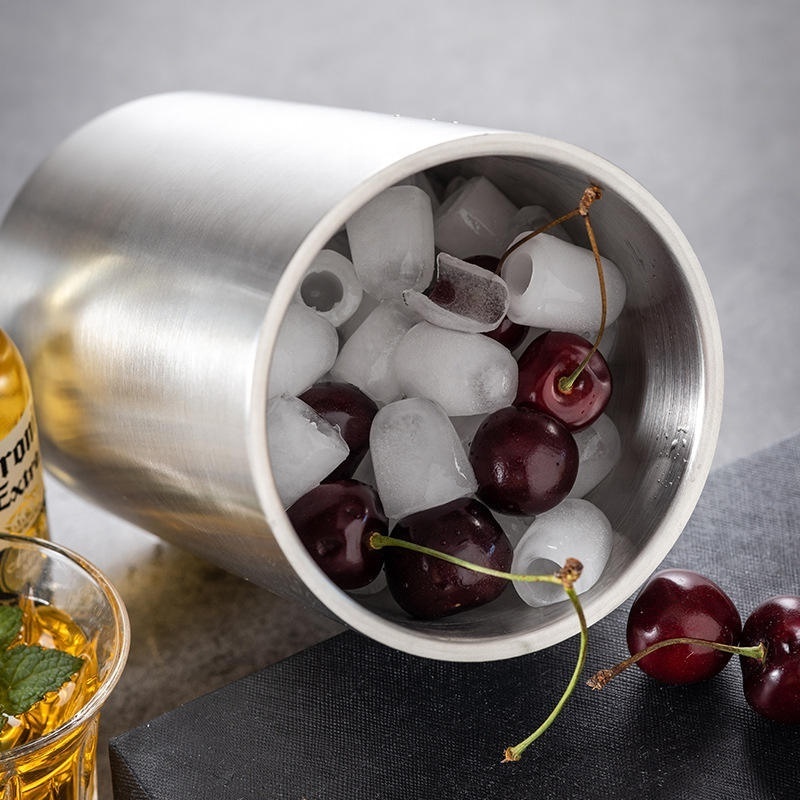 304 stainless steel double layer circular ice bucket Cold-drinks Ice Buckets For Home Bar Restaurant And Hotel Parties Purpose