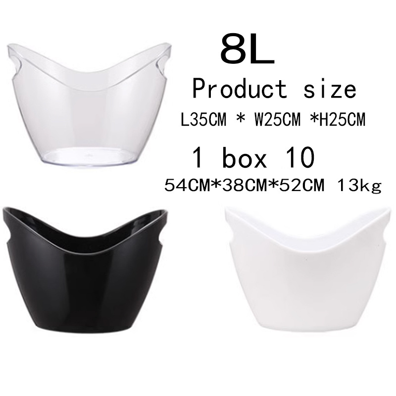 Black Plastic Ice Bucket With Handle Customized Logo Oval Shape Cooler Beer Buckets Corona Cooler ice bucket