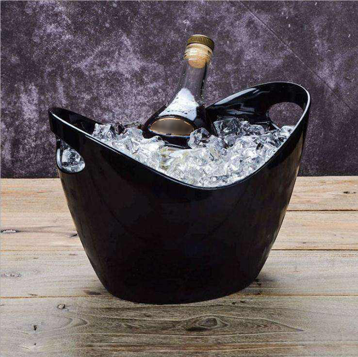 Black Plastic Ice Bucket With Handle Customized Logo Oval Shape Cooler Beer Buckets Corona Cooler ice bucket