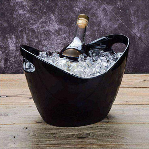 Black Plastic Ice Bucket With Handle Customized Logo Oval Shape Cooler Beer Buckets Corona Cooler ice bucket