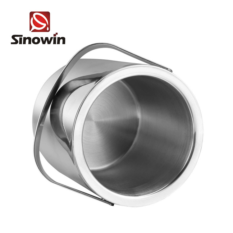 Sinowin Barware Stainless Steel Double Walled Ice Buckets with Stainless Steel Tongs and Lid