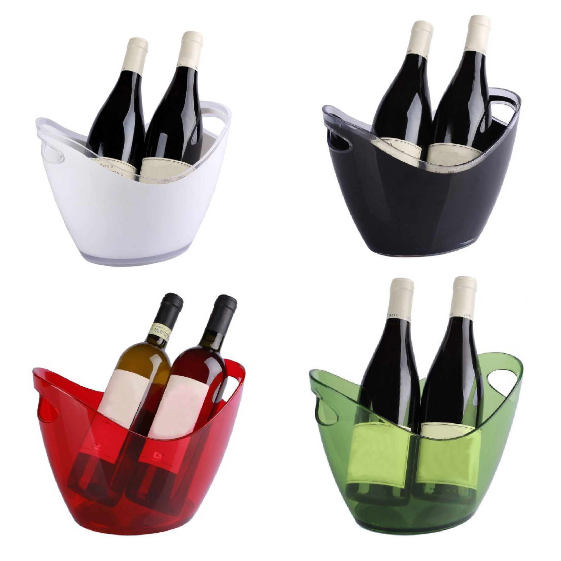 Black Plastic Ice Bucket With Handle Customized Logo Oval Shape Cooler Beer Buckets Corona Cooler ice bucket