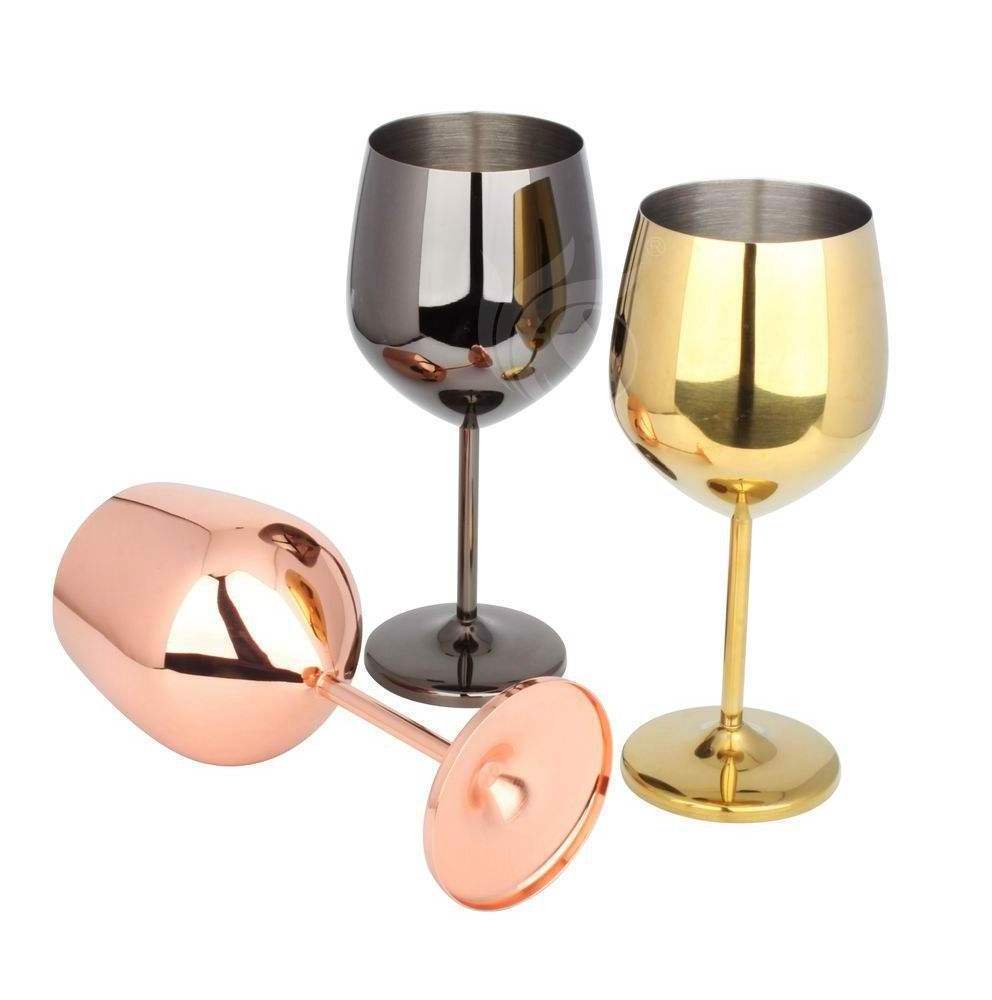 Wholesale Custom 304 Stainless Steel Wine Goblets Glass Champagne Red Wine Glasses for Outdoor Events Party