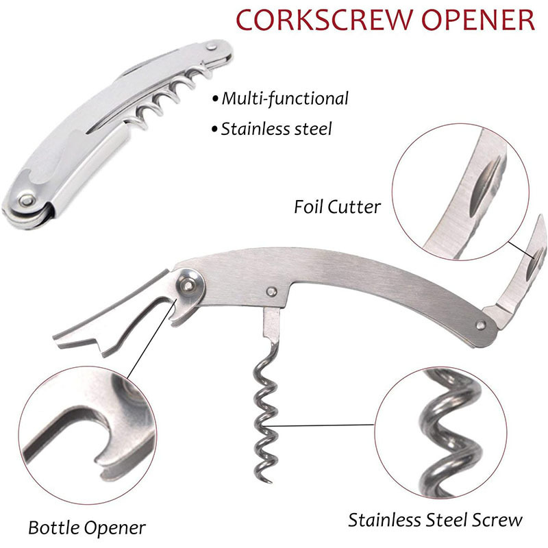 Top Seller Bar Tools Wine Bottle Opener 5pcs Set Creative Personalized Stainless Steel Wine Corkscrew Gift Box