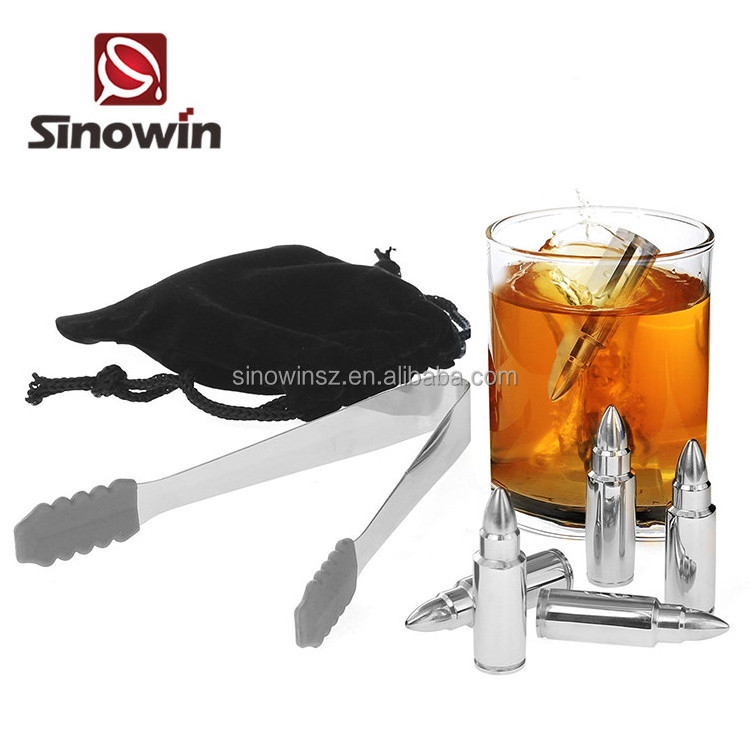 Modern Design Bullet Shaped Stainless Chilling Whiskey Stones Metal Ice Cubes