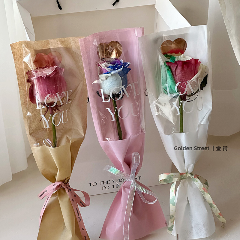 SINOWRAP new arrival flower sleeve plastic bags for single flower packing