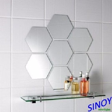 New Product Round Rectangular Hexagon Wall Mirror Adhesive by Packaging Tape for Decorative