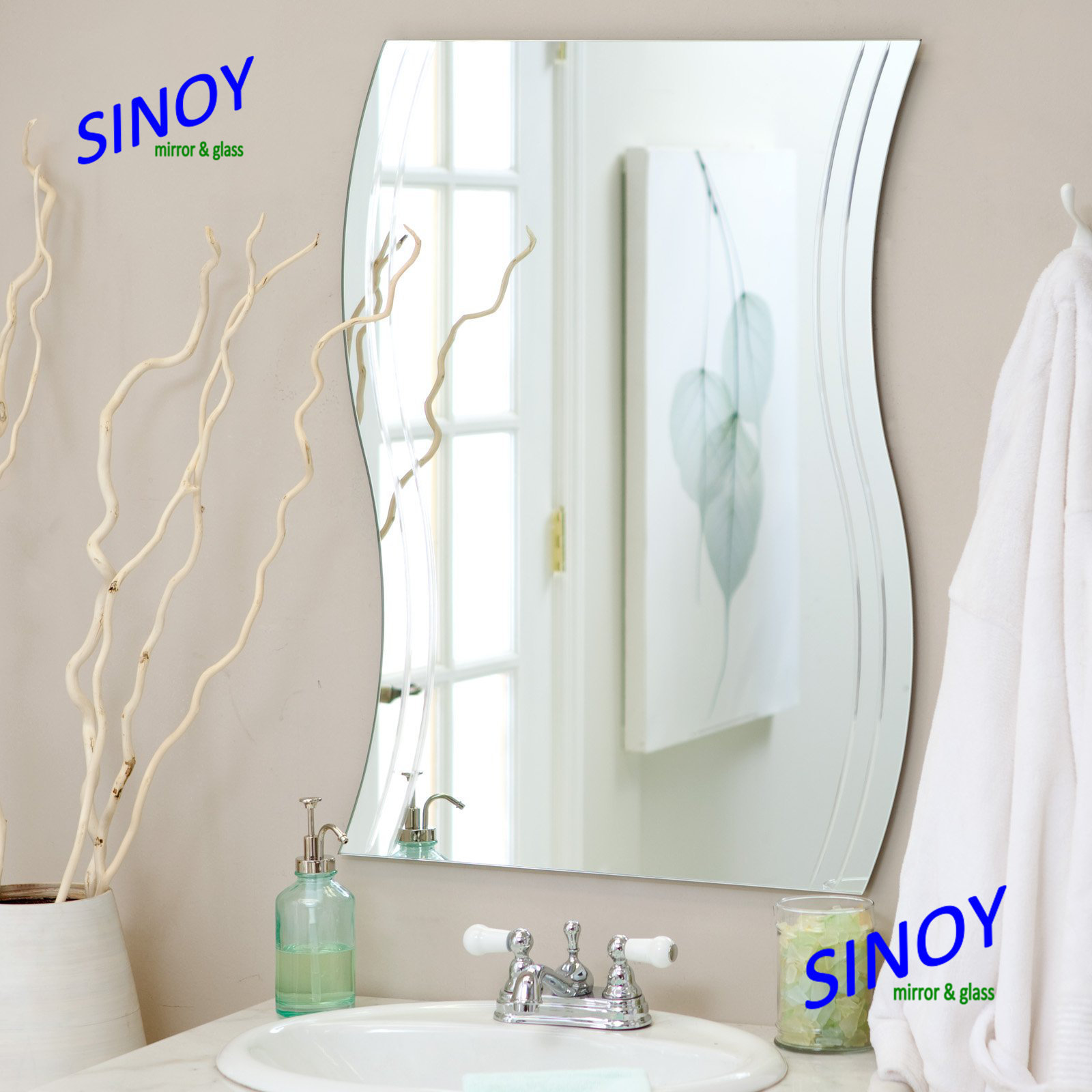 Home Decoration Wavy Frameless Wall Mirror Glass Mirror Brick Self-adhesive Paper Decorative irregular mirror