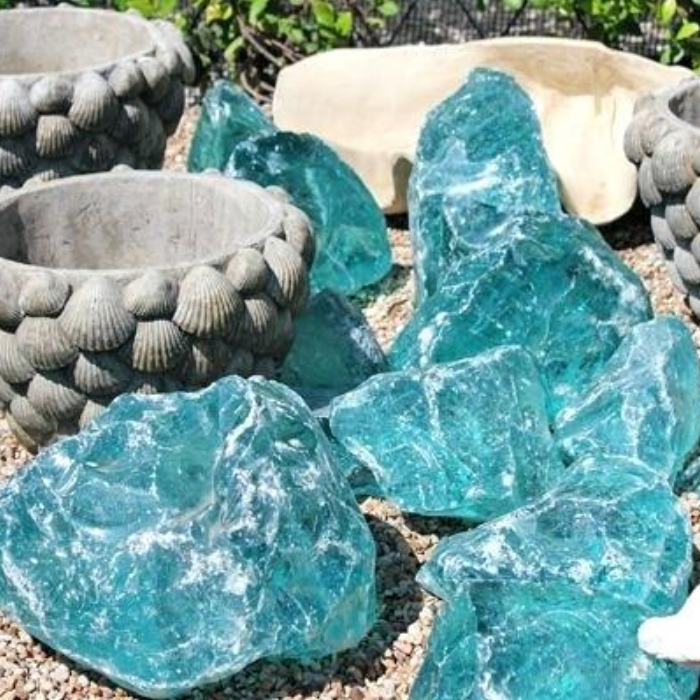 Landscaping natural decorative aqua blue glass rock