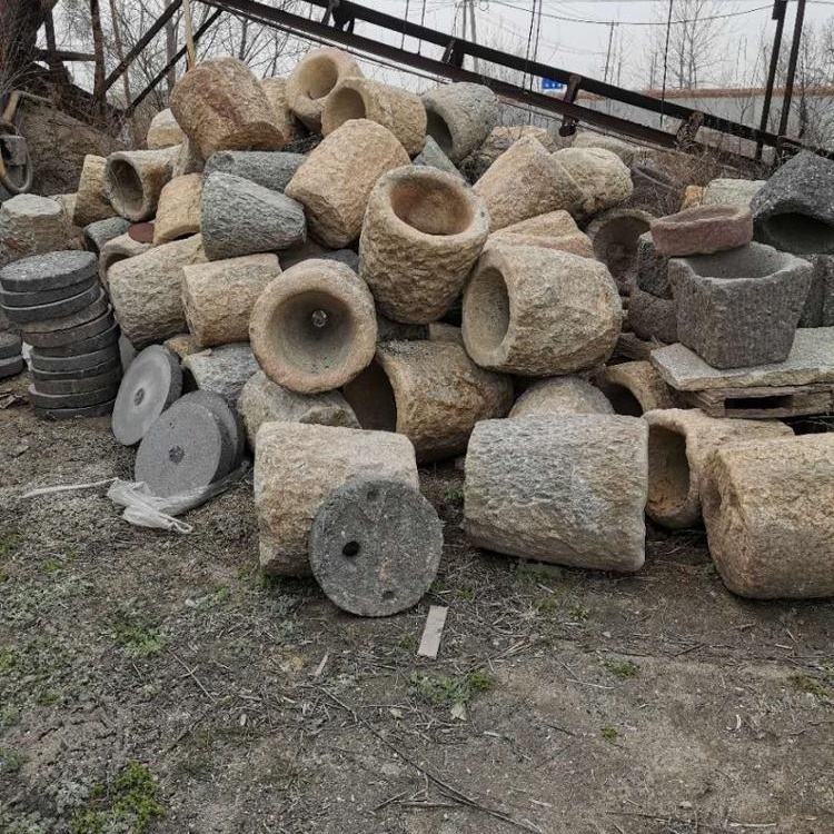 Antique Round Stone Mortar Planters, Old Stone Troughs For Sale, Antique Stone Water Trough