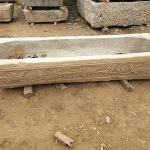 Antique Stone Water Trough Long Cow Troughs Planters, Old Stone Troughs For Sale