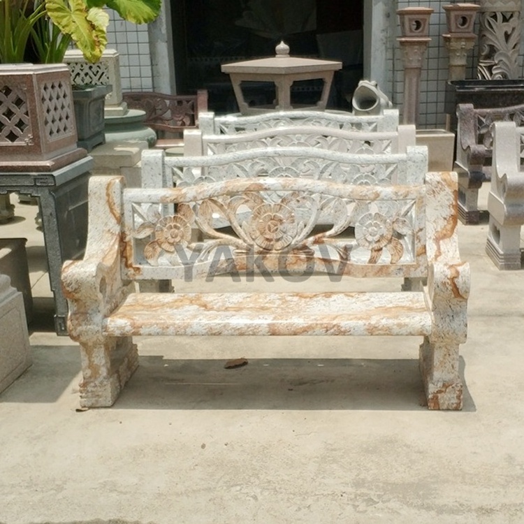 outdoor garden decoration natural marble stone bench