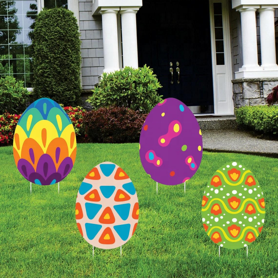 Happy Easter Yard Signs Decorations Easter Bunny Eggs Outdoor Decor Waterproof Home Garden Party Supplies Photo Props spring