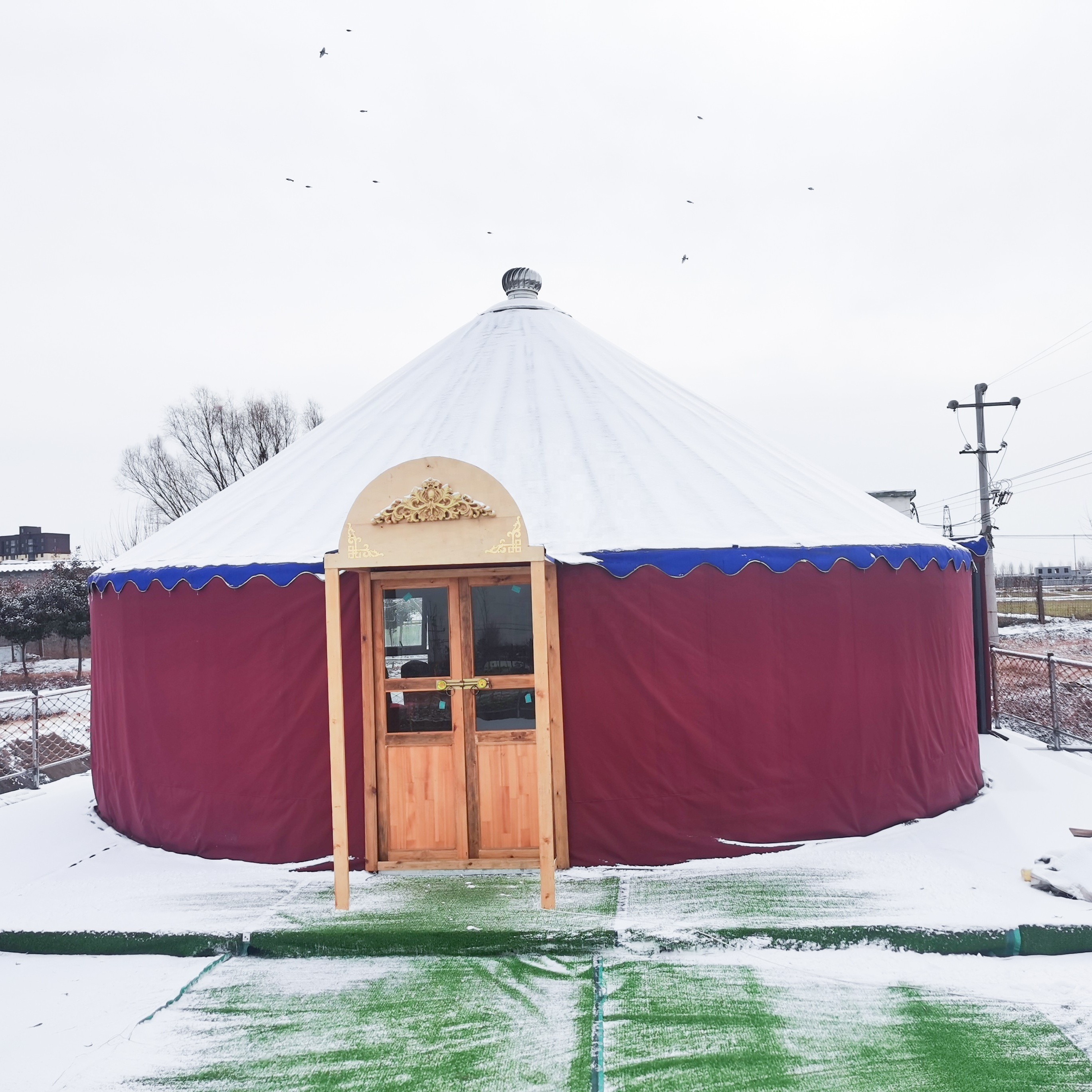 5m ger prefab modern glamping tent luxury mongolian tiny yurt dome wooden house for sale