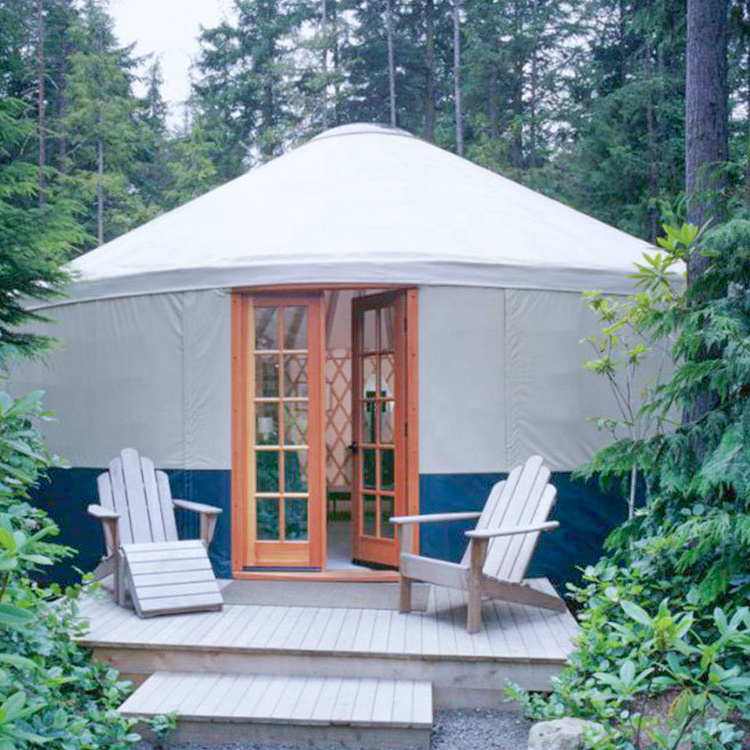 Sinoyurt 4 seasons bell yurt house glamping modern luxury mongolia yurt tent outdoor rainproof for camping accessories