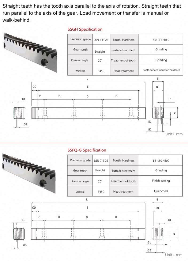 Industry Teeth Hardened sliding gate Spur Gear rack and pinion