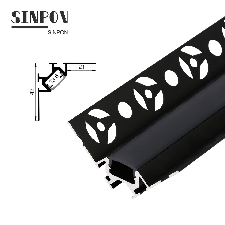 Recessed Ceiling Wall Drywall Gypsum Plaster Board Inside Outside Corner Tube Channel Led Alu Aluminium Profiles For Strip Light