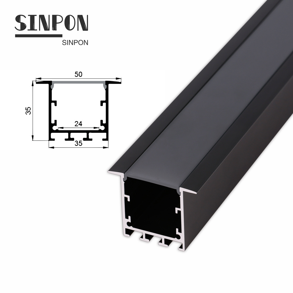 High Quality Gypsum Drywall Plaster Pc Diffused Cover Led Profile Trockenbau Heatsink Black Led Aluminium Profile