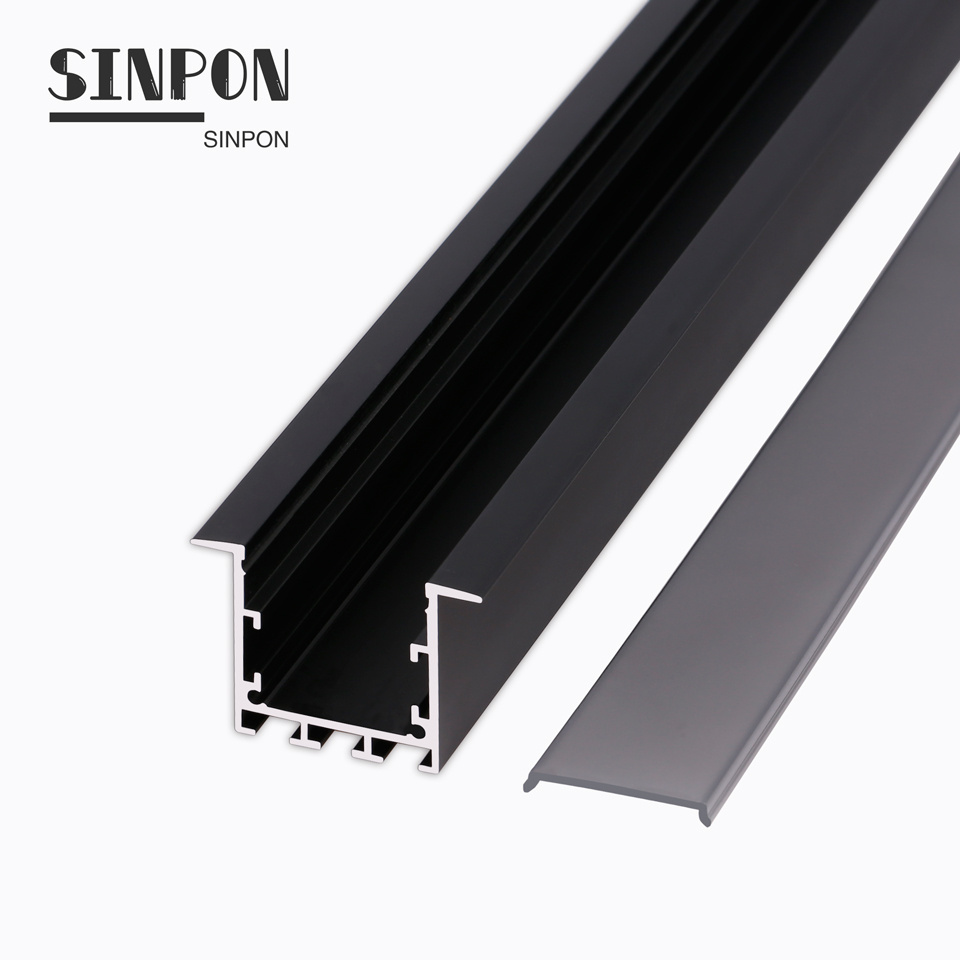 High Quality Gypsum Drywall Plaster Pc Diffused Cover Led Profile Trockenbau Heatsink Black Led Aluminium Profile