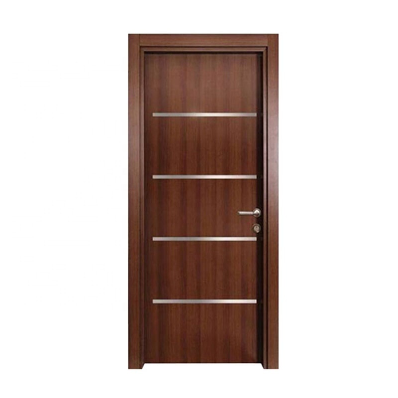 Oak Veneer Finish Wood Doors Interior House Eco Flush Doors With Steel Strips Inlays