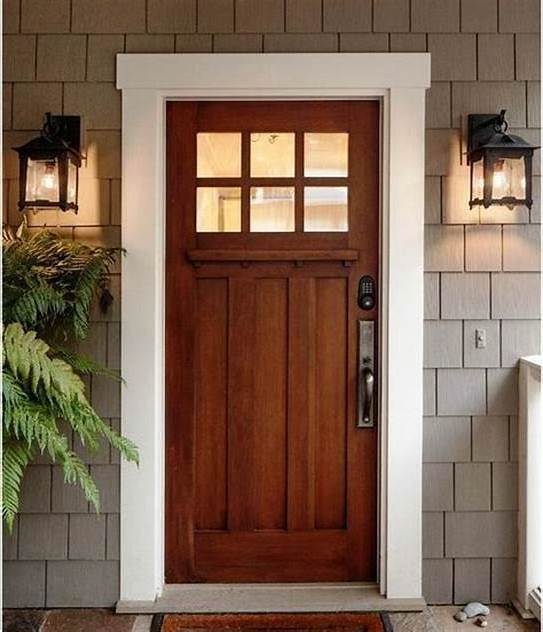 Entry Solid Mahogany Wood Dutch Door For Garden House With Windows And Arch Frame