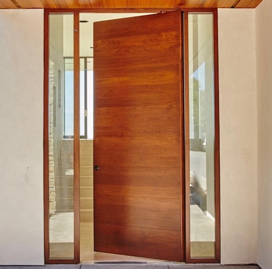 Modern Euro Single Wooden Entrance Front Doors Villa Exterior Wood Door 4 Light Design Main Door