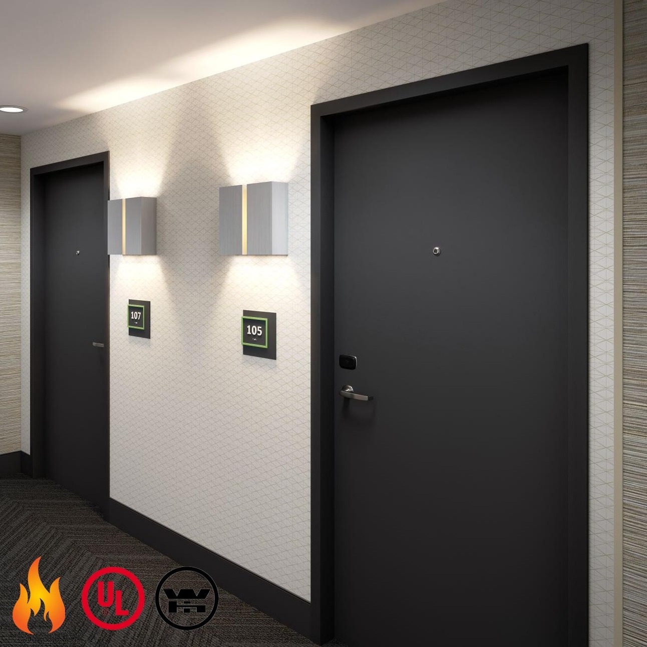 90 min Fire Rated Marriot Hotel Guest Room Commercial 36in Hotel Doors