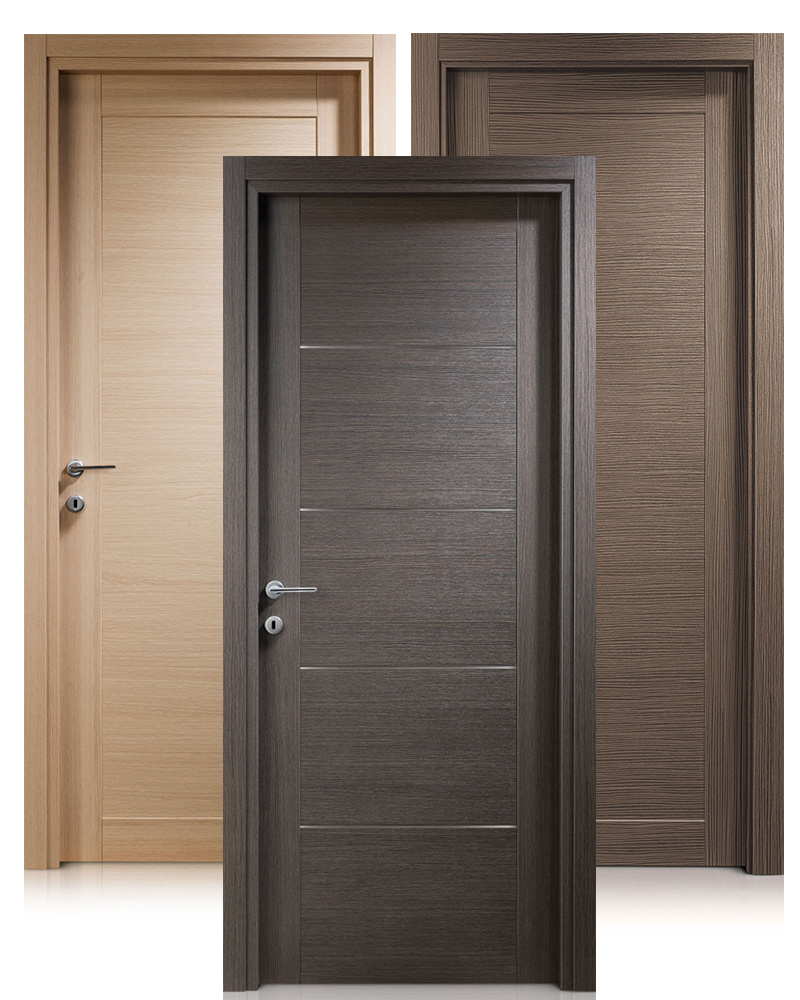 Oak Veneer Finish Wood Doors Interior House Eco Flush Doors With Steel Strips Inlays