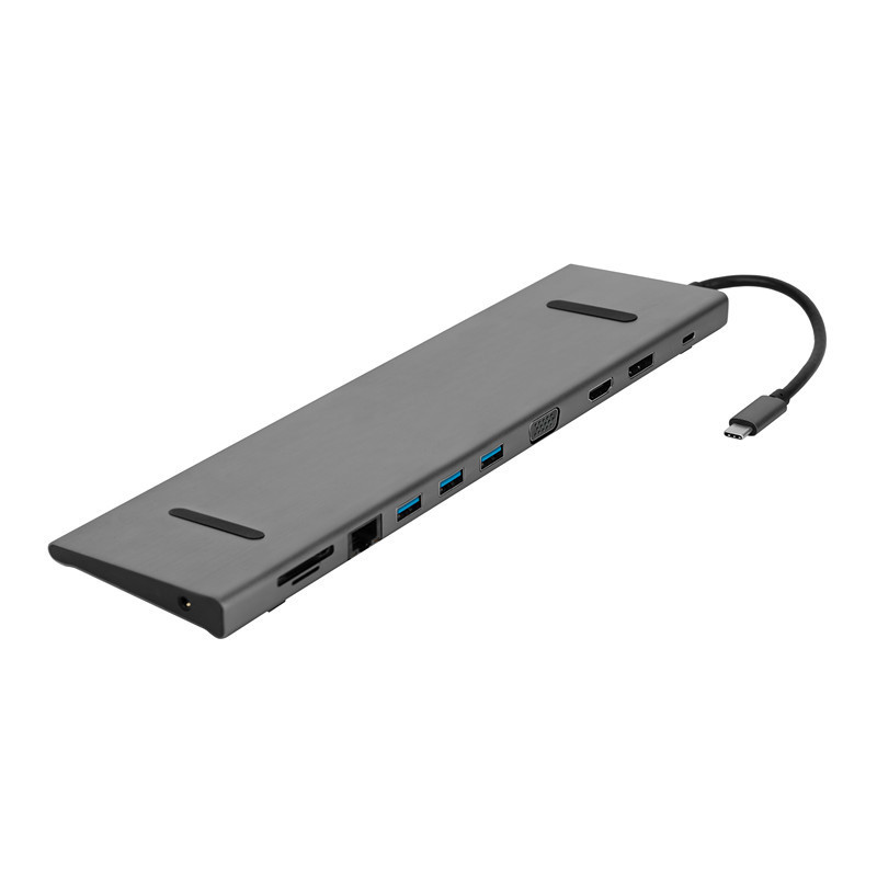 Hot Selling HDM +VGA +USB3.0 + DP +RJ45 +PD +Stereo Audio +SD+ 11 in 1 USB C Hub for Laptop / Computer