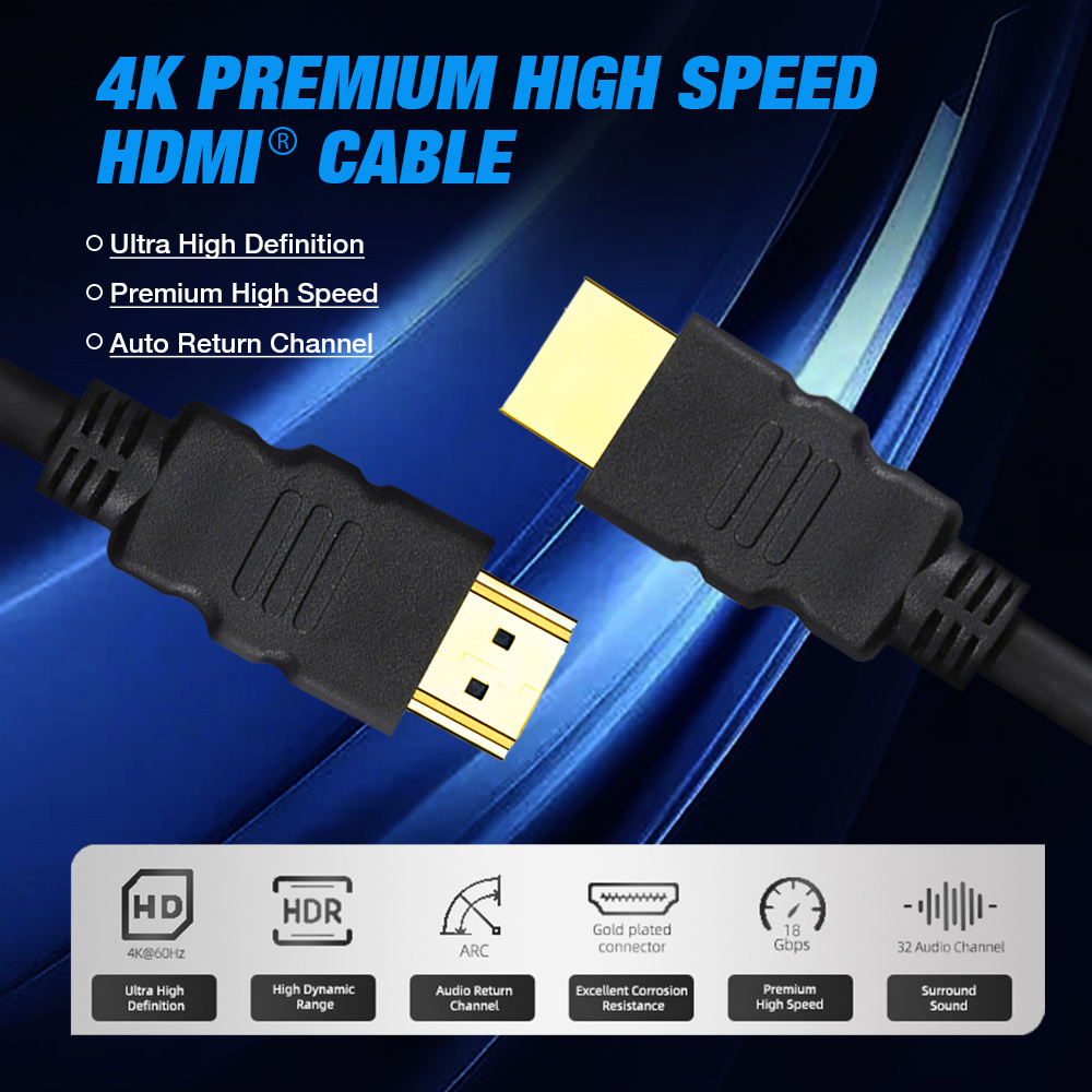 Factory Hot Sales TV 4K 60Hz 2K 144Hz HDMI 2.0 Cable Ultra HDTV HD Video HDMI Cable