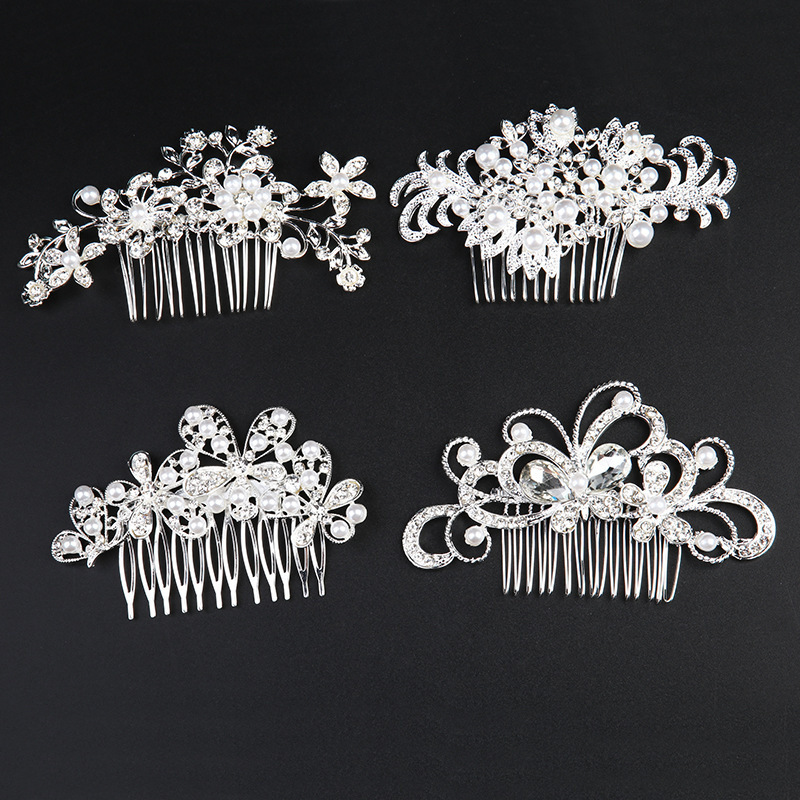 Alloy Rhinestone Pearl Hair Comb Wedding Hair Accessories Fashion Bride Hair Jewelry For Women