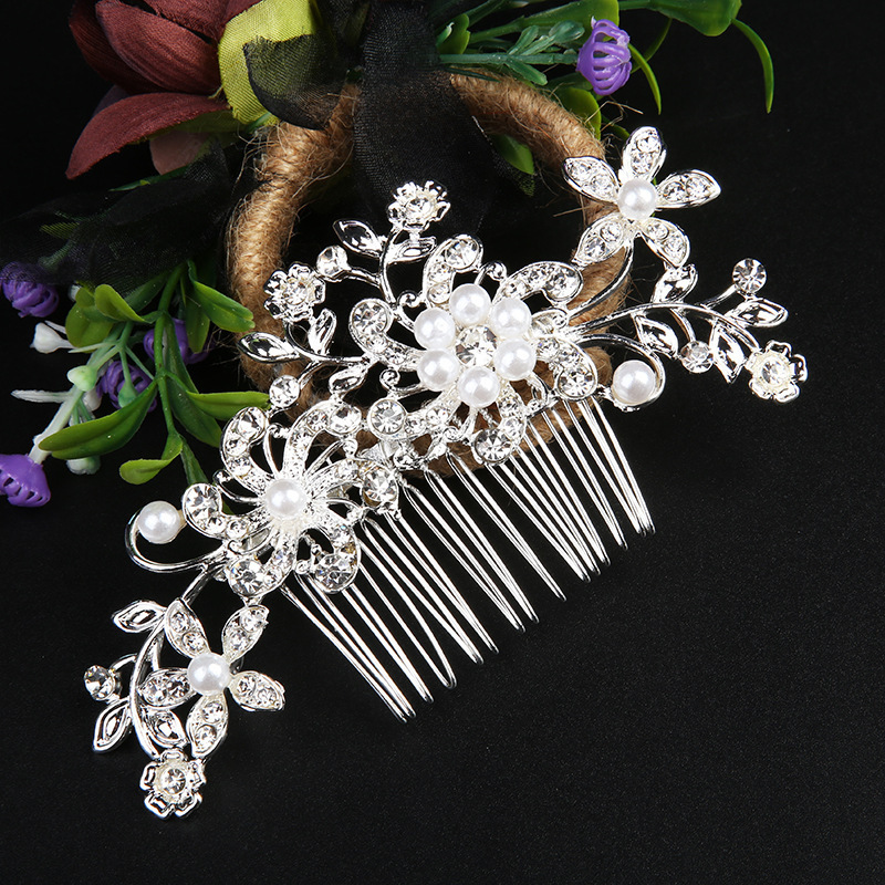 Alloy Rhinestone Pearl Hair Comb Wedding Hair Accessories Fashion Bride Hair Jewelry For Women