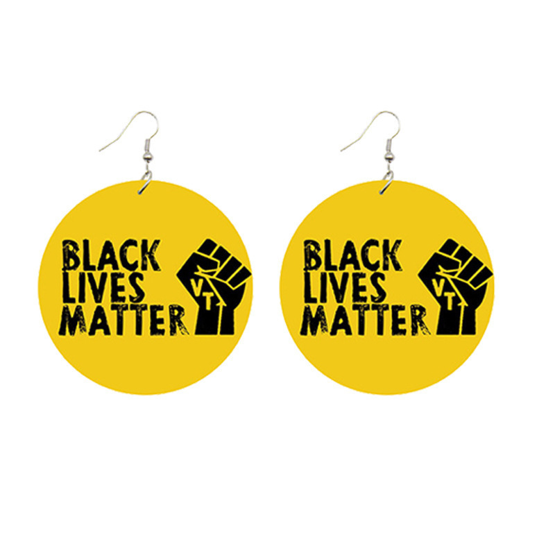 ER-810SX Fashion Earring Trend 2020 Hot Afrocentric Wooden Black Lives Matter Earrings for Wholesale