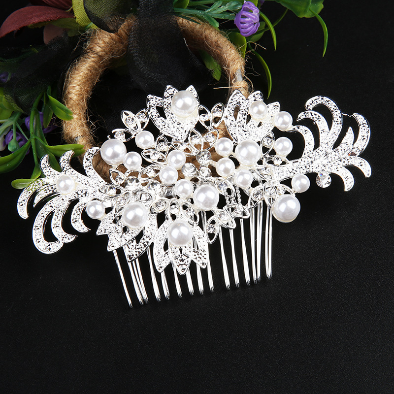 Alloy Rhinestone Pearl Hair Comb Wedding Hair Accessories Fashion Bride Hair Jewelry For Women